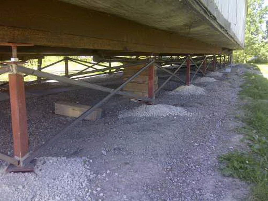 underneath a freshly installed manufactured home