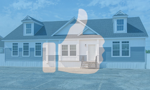 a manufactured home with the overlay of a facebook like thumb up